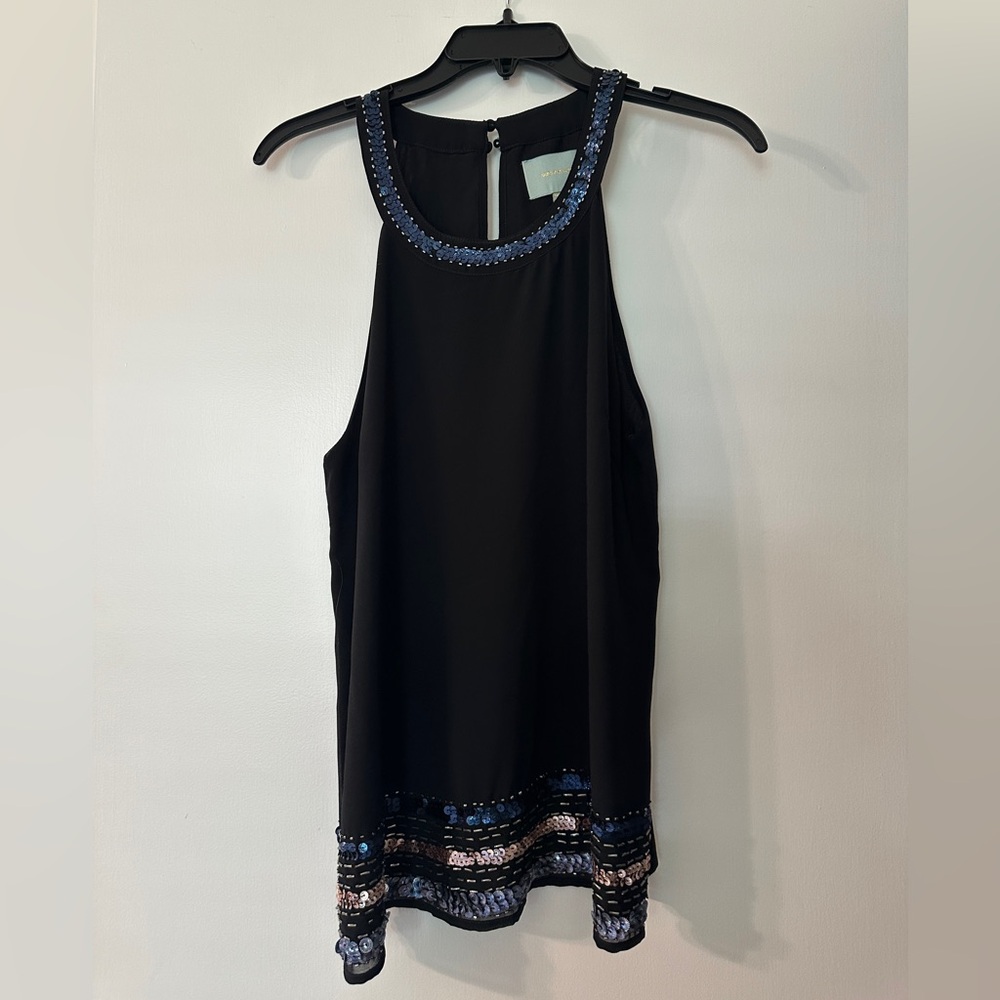 Skies Are Blue Black and Blue Embellished Blouse